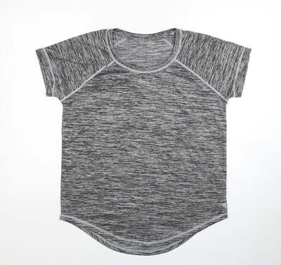 Active Damen grau Polyester Basic T-Shirt Größe L runder Ausschnitt