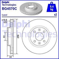 2X Delphi BG4570C Bremsscheibe FüR CitroËN Dacia Renault Smart