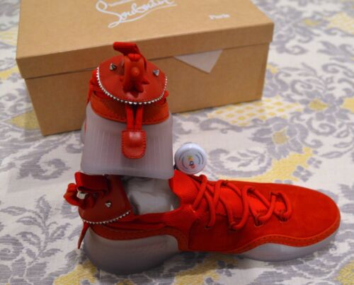 NUEVO EN CAJA Christian Louboutin Arpoador Donna Suela Transparente Rojo Gamuza Zapatillas Para Hombre 42 9 - Imagen 4 de 12