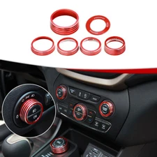 6x Headlight & Air Conditioner Switch Knob Ring Trim For Jeep Cherokee 2014-2020