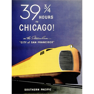 REISE SÜDPAZIFIK CHICAGO USA ZUG EISENBAHN VINTAGE WERBEPLAKAT 2511PY