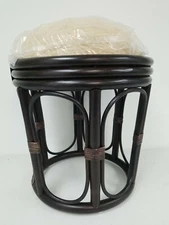 Rattan Natural Dark Brown Wicker Stool with Cushion 18" high NEW 