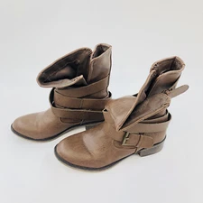 Women's  Brown Heel Boot Faux Leather Double Buckle Style Target