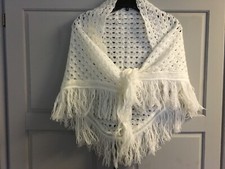 Vintage Shawl/Wrap 1970s White Specialty House Fashion Acrylic