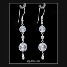 Sterling Silver Dangle Drop Earrings CZ Clear 53064