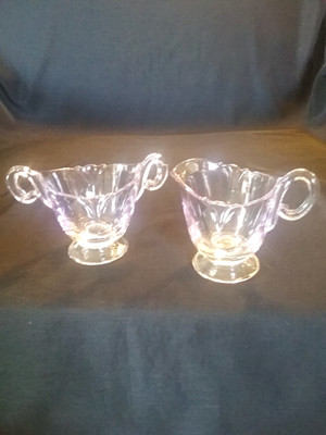 VINTAGE HEISEY EMPRESS #1401 INDIVIDUAL CREAM AND SUGAR SET,  1930 - 1938