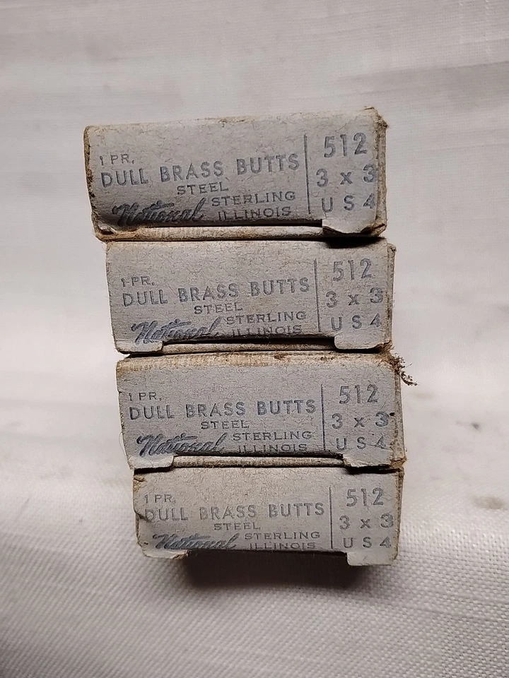 4 pares de bisagras National 512 de latón opaco nuevas de stock con herrajes total de 8 bisagras Foto 3 de 4