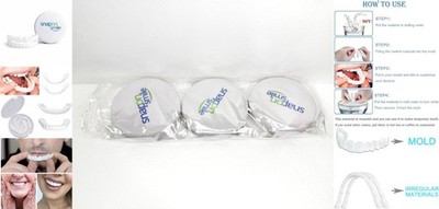Pack of 3 Snap On Smile Custom Fit Cosmetic Teeth Veneers False Dentures Cover