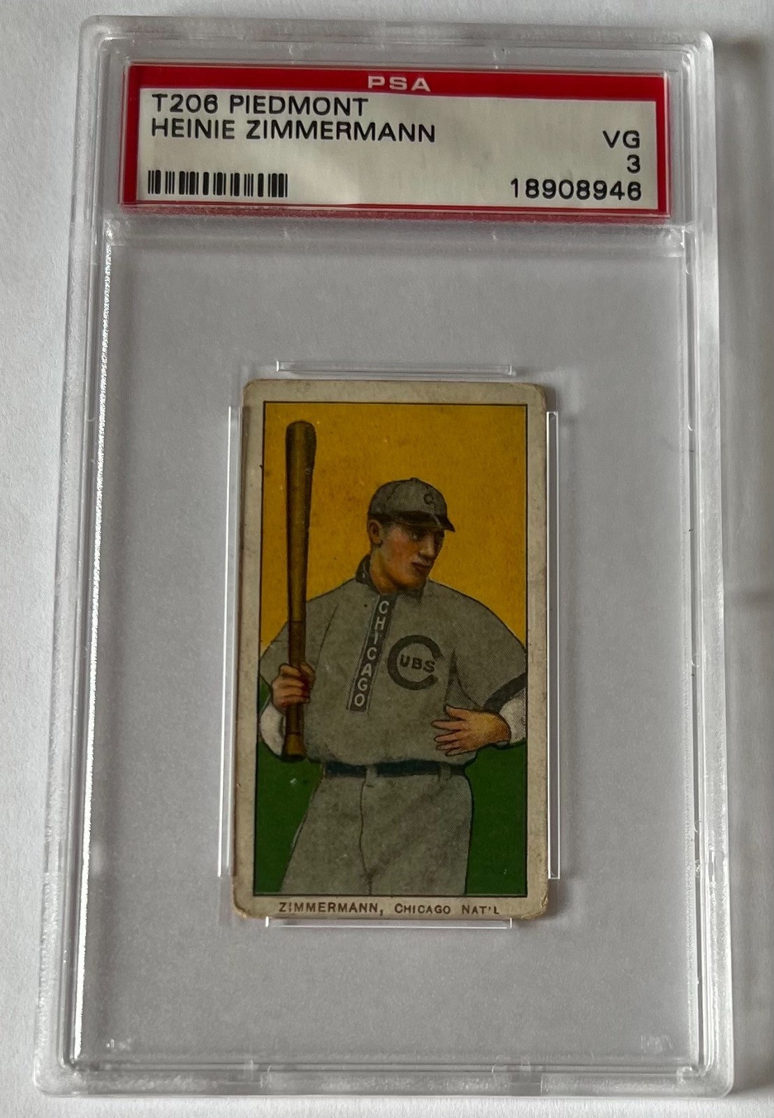 1909-11 T206 Heinie Zimmermann Chicago Piedmont PSA 3 VG vintage baseball card