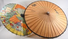 Q94H18- 2x japoński parasol papierowy z kolorowymi drzeworytami