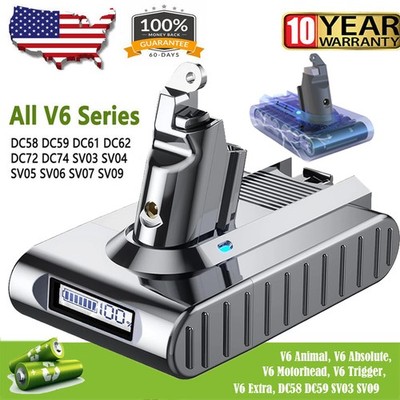 Replacement V6 Battery For Dyson V6 Animal SV03 SV04 SV05 SV08  w/ LED Display