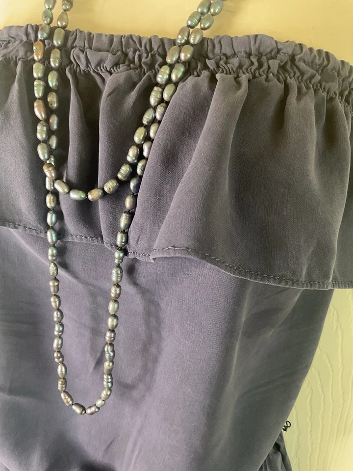 Traje de Salto Sin Tirantes Denim AZUL 100% SEDA MATE DE UNA PIEZA de GUESS L Foto 3 de 4