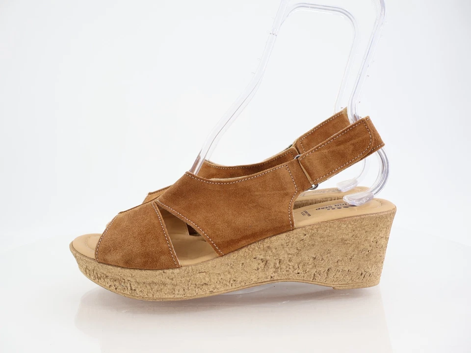 Spring Step Women's Sandal Size 41 10 Brown Suede Wedge Comfy Leather Shoe - Image 4 of 4