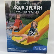 New Merkury Aqua Splash Inflatable Pool Slide 8ft Long 3.25ft Tall Age7+ FreeS&H