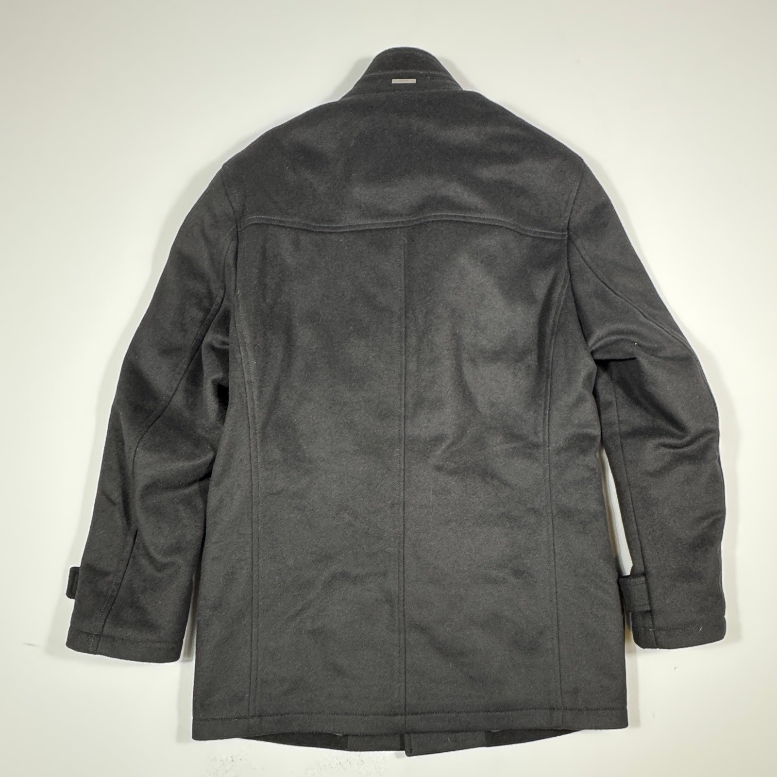 Hugo Boss Camlow Men's 38R Black Virgin Wool Cashmere Zip Button Coat Jacket thumbnail 3