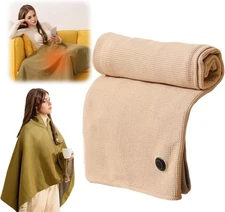 Fast Heating Electric Heated Shawl Wrap Blanket, Soft Portable Wearable for Home