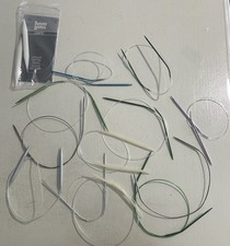 Lot of 12 VTG Aluminum Nylon Steel Luxite Circular Knitting Needles Assorted Sz.