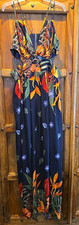 Fashion Nova Key West Maxi Dress 1X Navy Floral NWT Cutout Waist Extra Long READ