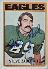 1972 TOPPS Steve Zabel Auto Card #21 Eagles Vintage Football Rookie Signed NFL. rookie card picture
