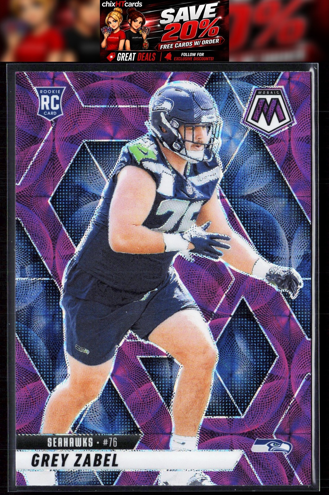 Grey Zabel Rookie 2025 Panini Mosaic Purple Scope #328 Seattle Seahawks