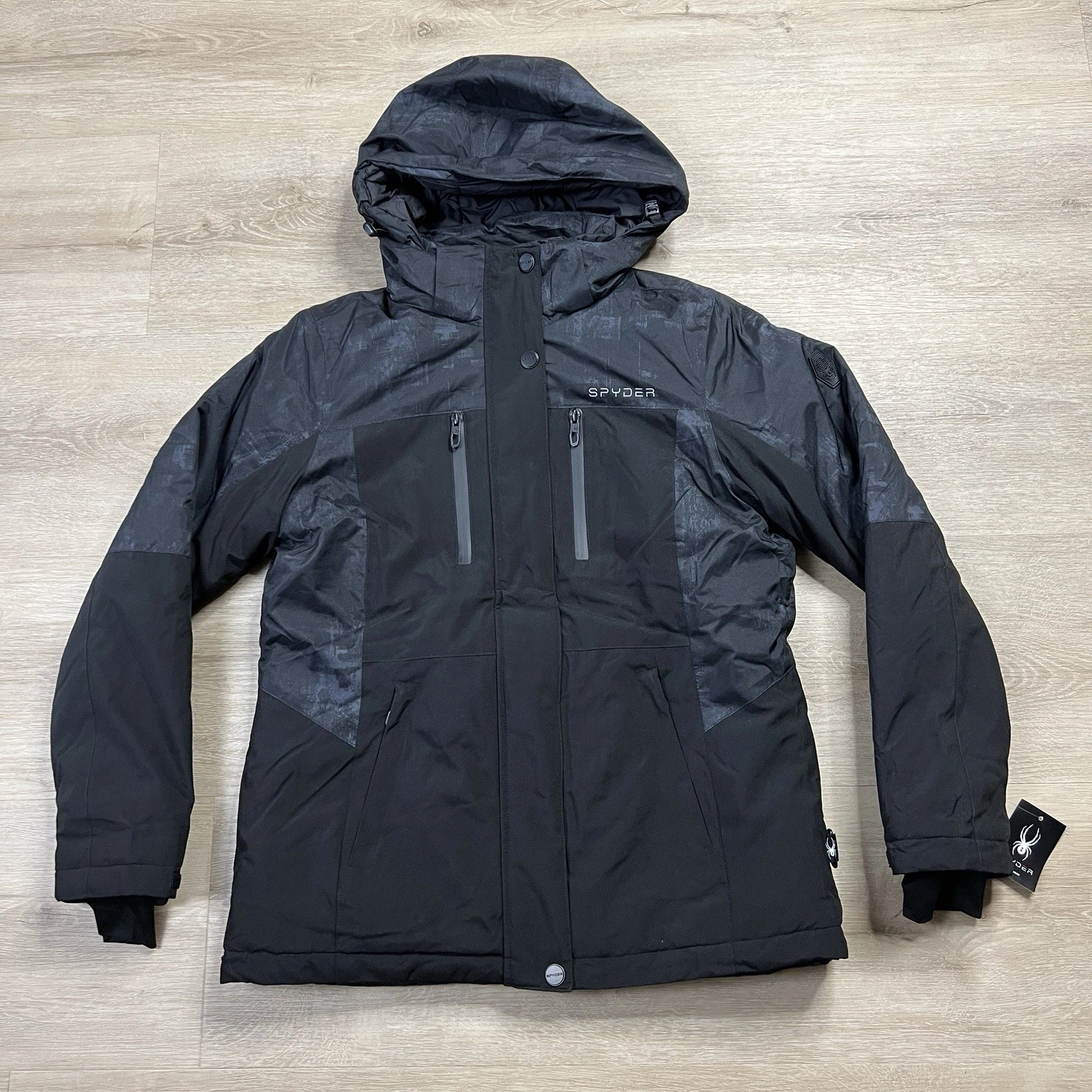 Spyder 3 In 1 System Ski Snow Hooded Jacket Black OLSP896 Womens Size Small NWT