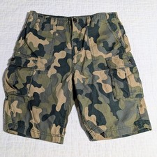 Lands End Camo Cargo Shorts Boys Youth 16 28x8.5 Camouflage Outdoor Hiking EUC