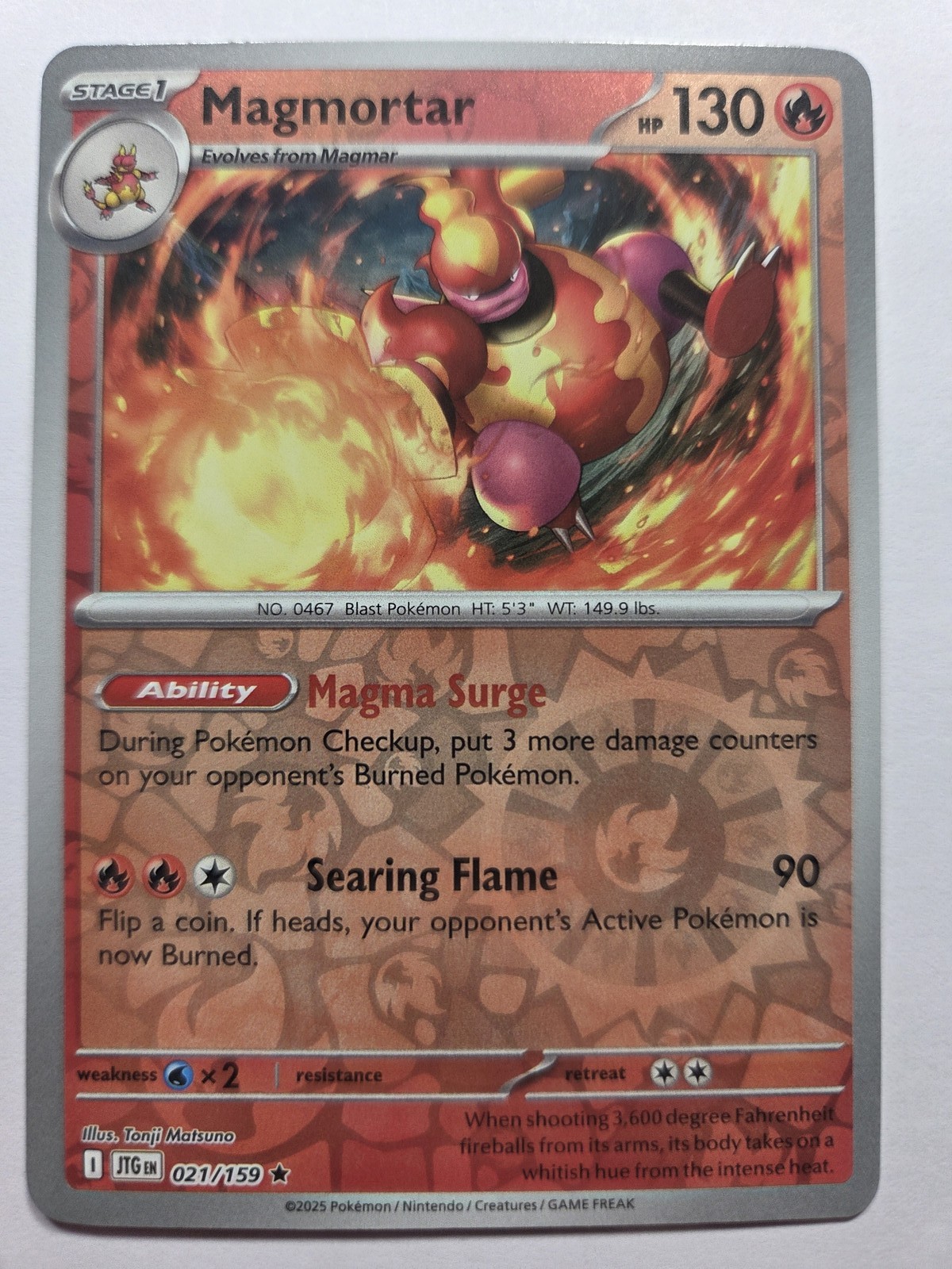 Magmortar 021/159 JTG SV09: Journey Together Rare Reverse Holo NM Pokemon TCG