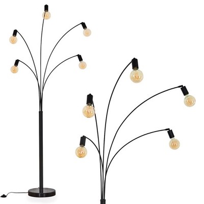 HOFSTEIN Narni Stehlampe aus Metall Schwarz im Retro/Vintage-Design Stehleuchte