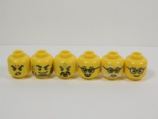 LEGO Lot of 6 Male Boy Yellow Printed Heads Minifig A13
