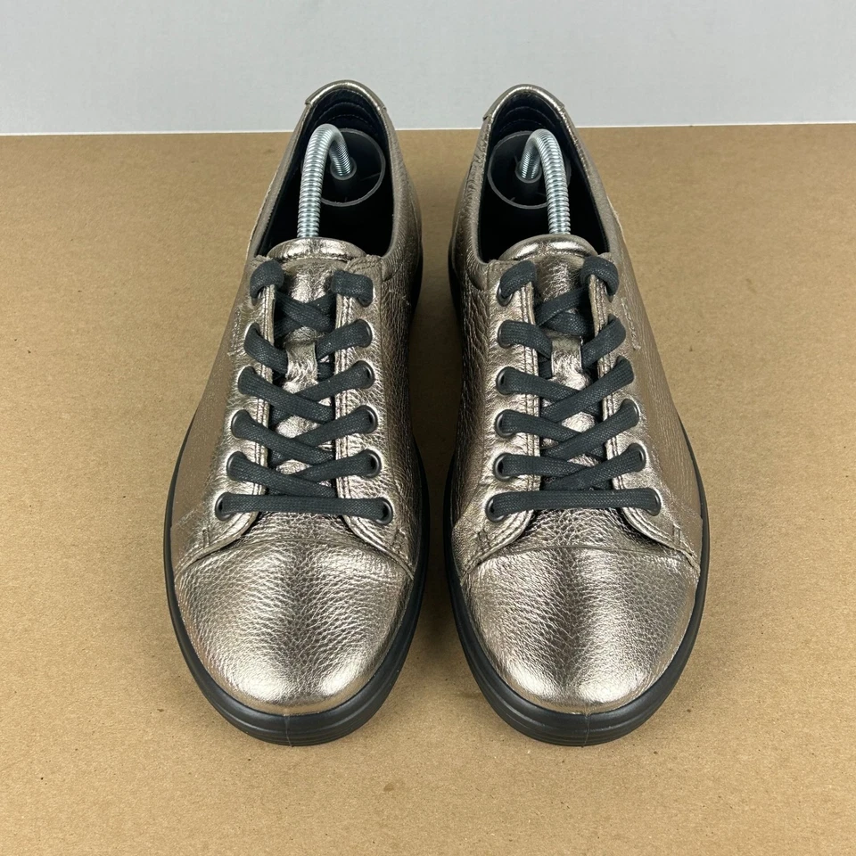 Ecco Soft 7 Metallic Casual Sneakers Womens 8/8.5 EU 39 Pewter Low Top Lace Up - Image 2 of 4