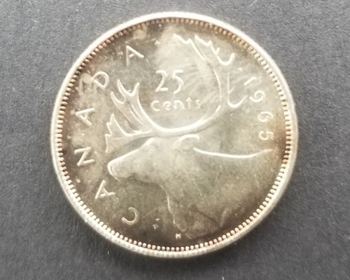 1965  Canada  25 cents - UNCIRCULATED with TONING