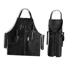 Rustic Chef Apron with Adjustable Neck Strap, Cooking Charcoal Black