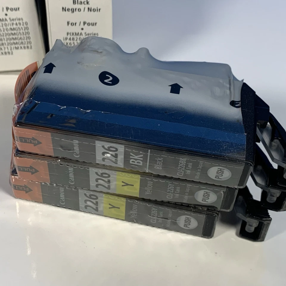 Genuine 6 Pack Canon 226 (4) Black Ink Cartridge, CLI-226BK, (2) Yellow CLI-226Y - Image 3 of 3