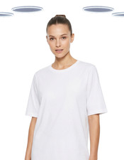 Ex Hush Women’s T-Shirt - Short Sleeve Boxy Crew Neck Jersey White (Defect)