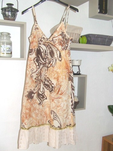 Robe D'été En Coton Et Soie – Taille 36 (46) – Couleur Taupe Brillant – Doublure Coton Dentelle