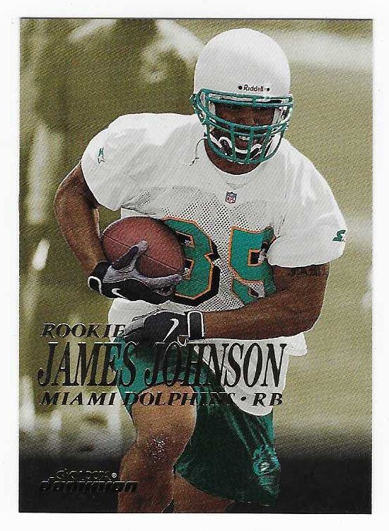 1999 Skybox Dominion James Johnson Miami Dolphins Football Card #217 Rookie RC