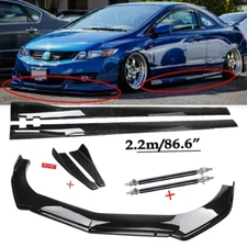 Front Bumper Lip Spoiler Chin Splitter For Honda Civic SI Coupe Gloss Black Body