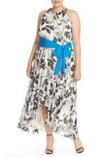 Eliza J Floral Print Chiffon High/Low Dress ( Size 12)