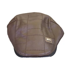 Jamont Men Leather Fashion Visor Cap Beret Newsboy Hat Brown Quilted