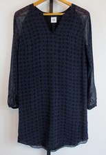Cabi 3102 Diamond Print Harlequin Tunic Shift Dress Womens XS Long Sleeve Blue