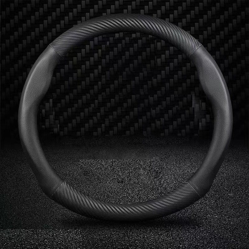 15" 38cm  leather+carbon  Steering Wheel Cover For tesla  All models