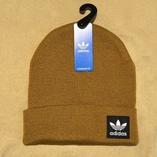 adidas Unisex Originals Grove Beanie Knit Hat Trefoil Gold Ochre / White EY0760