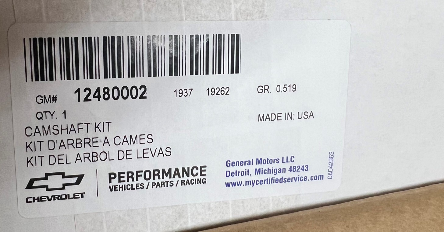 Chevrolet Performance LT4 Hot Cam Hydraulic Roller Cam Kits 12480002 eBay