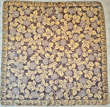 SCARF VINTAGE AUTHENTIC FLORAL ART ROSES BEIGE YELLOW ACETATE 30" SQUARE