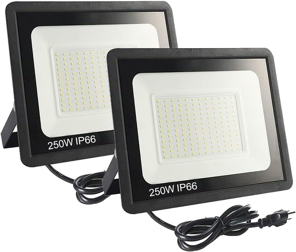 2Pack LED Flood Light Outdoor,250W Work 25500lm 250W-2Pack, Black