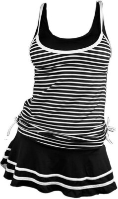 Damen Tankini Retro Streifen Zweiteiliger Badeanzug 5505