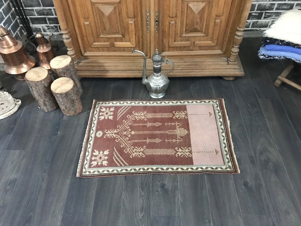 Vintage Turkish Wool Small Rug for Entryways and Home Decor