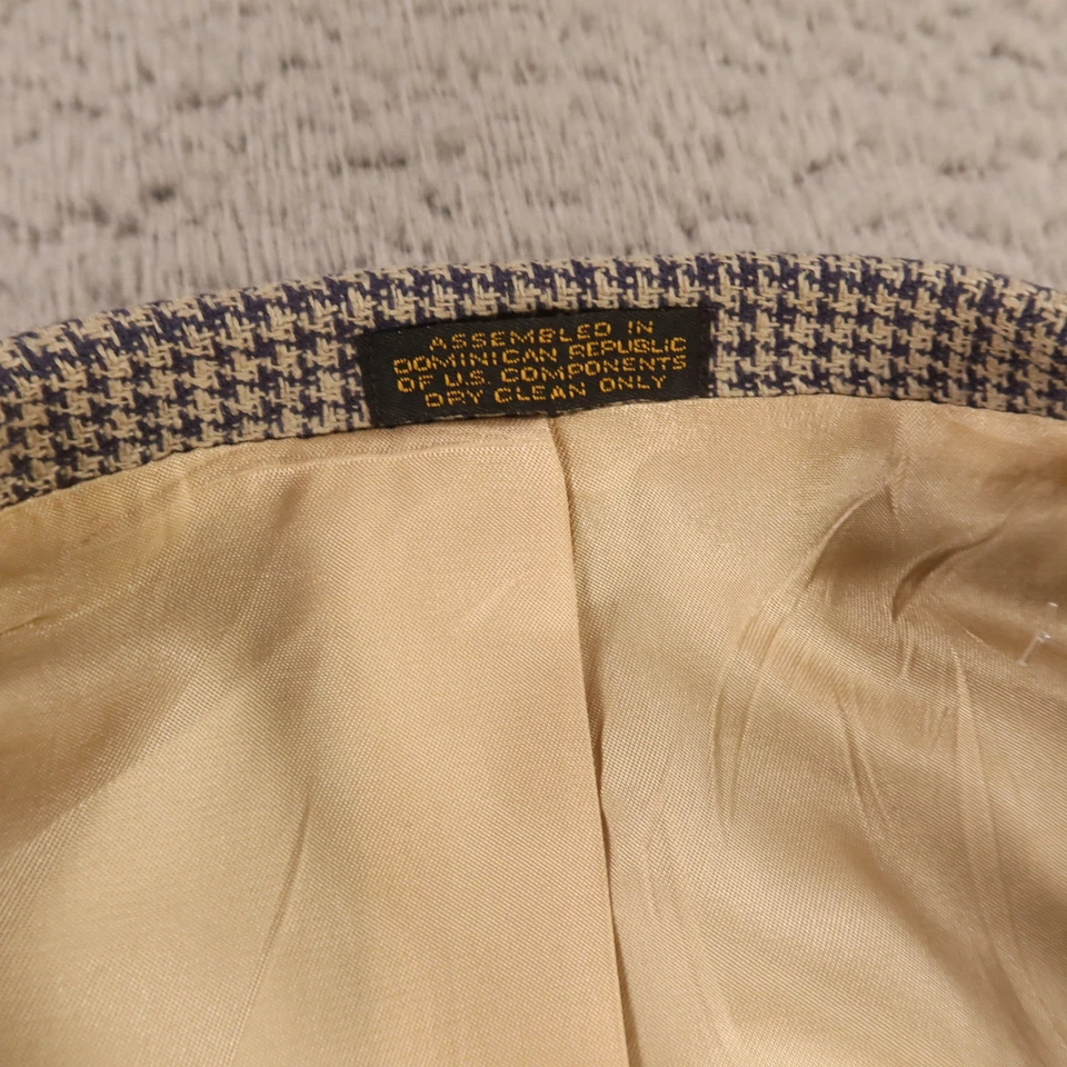 Chaqueta de Colección Hopsack XL Azul Beige Pata de Gallo Cuadros Lana Blazer Abrigo Deportivo 48L Foto 3 de 4