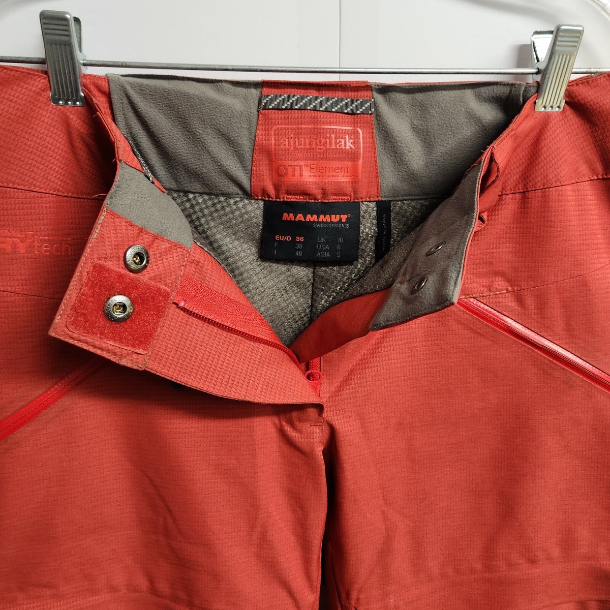 Mammut Dry Tech Premium Snow Pants Womens 6 Orange Vented