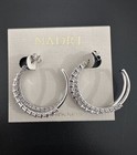 Nadri Isle Cubic Zirconia Crossed Hoop Earring In Silver Tone $150 — photo 2